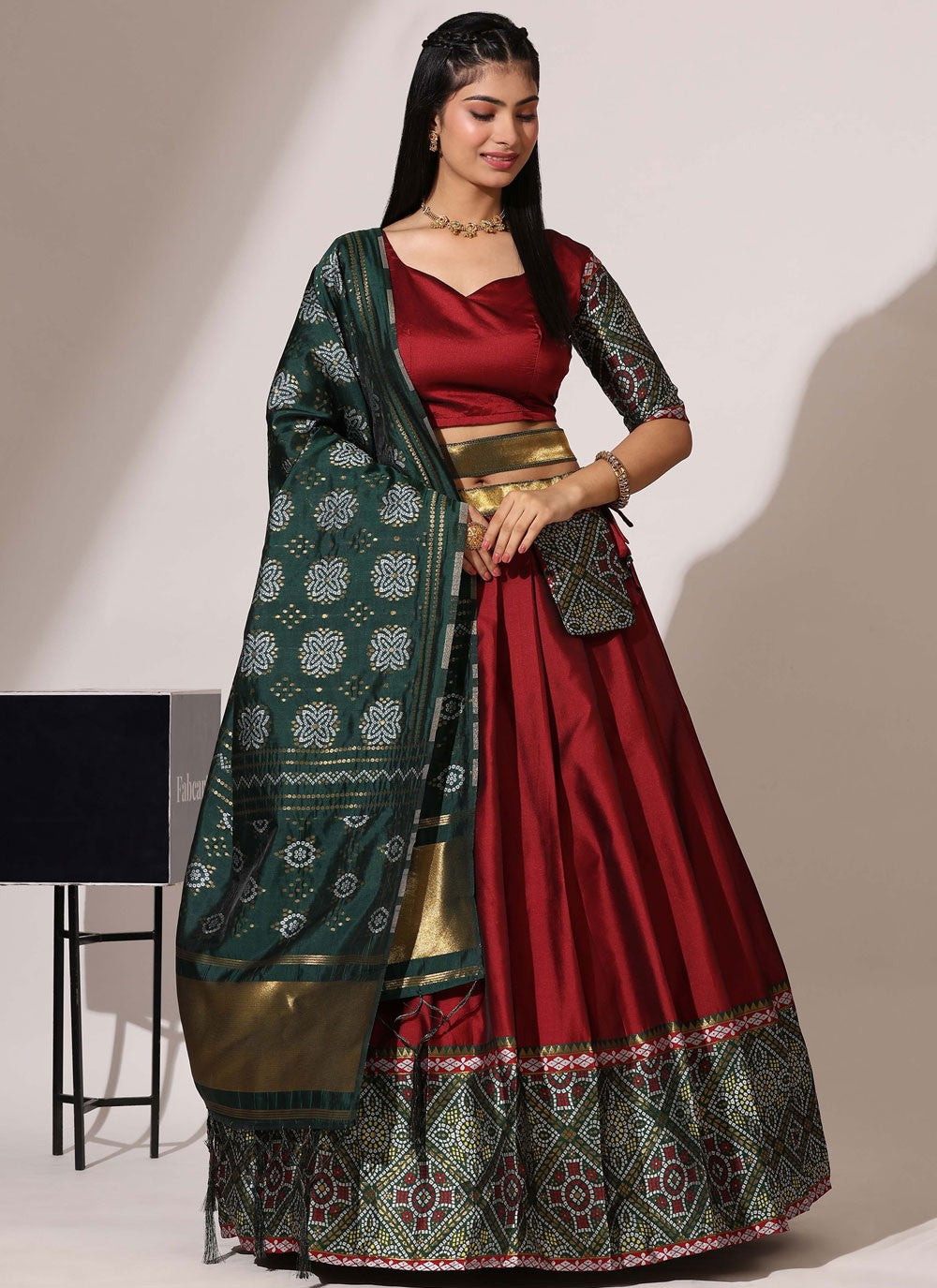 Weaving Zari Silk A - Line Lehenga - L2554