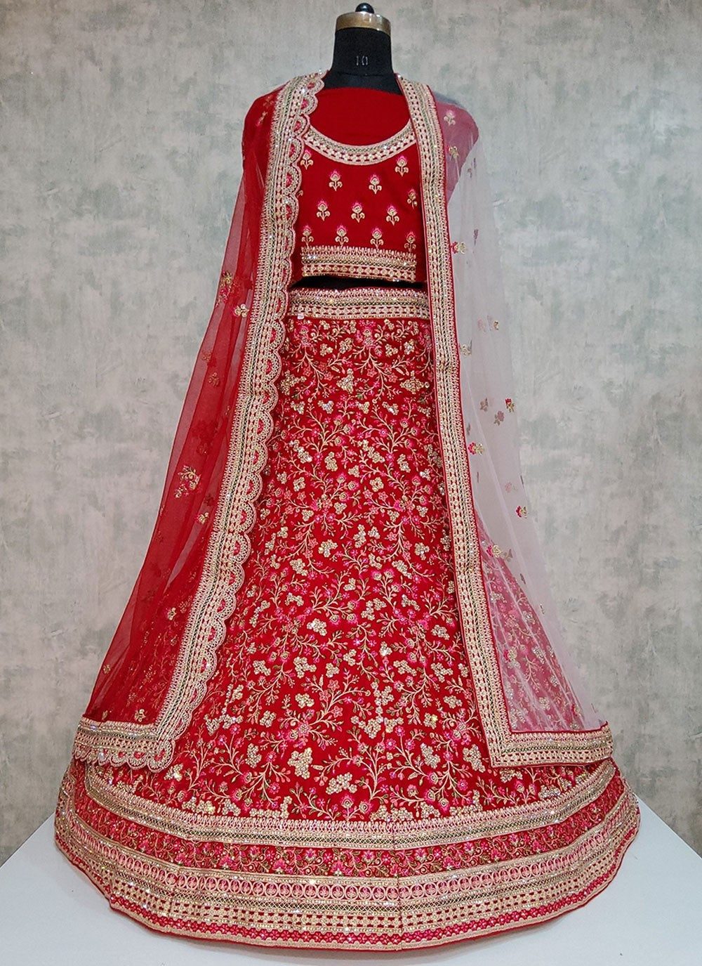 Embroidered Velvet A - Line Lehenga - L1919