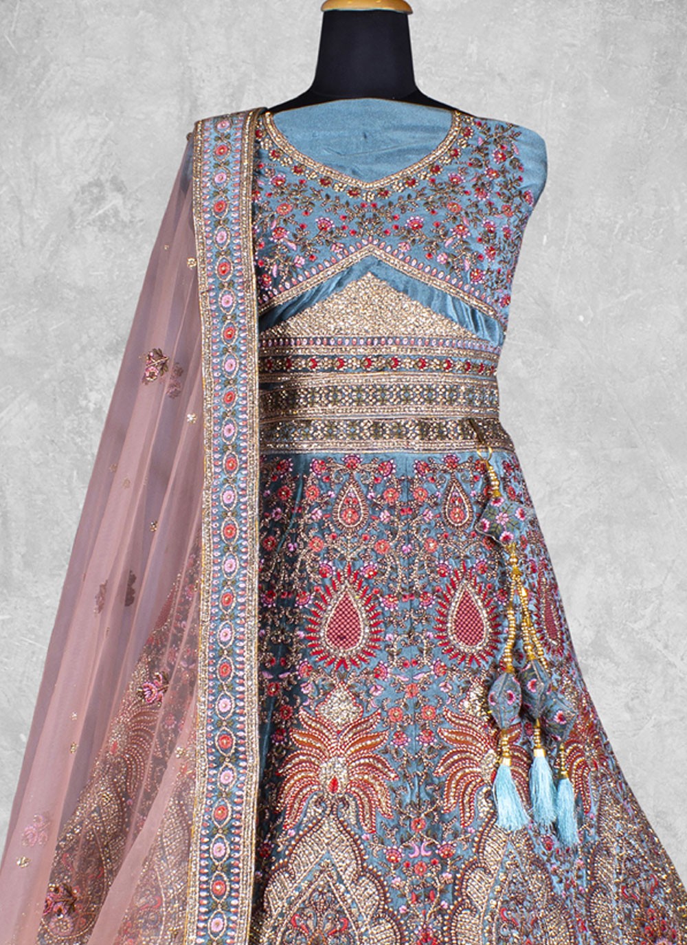 Embroidered Velvet Lehenga - L3067