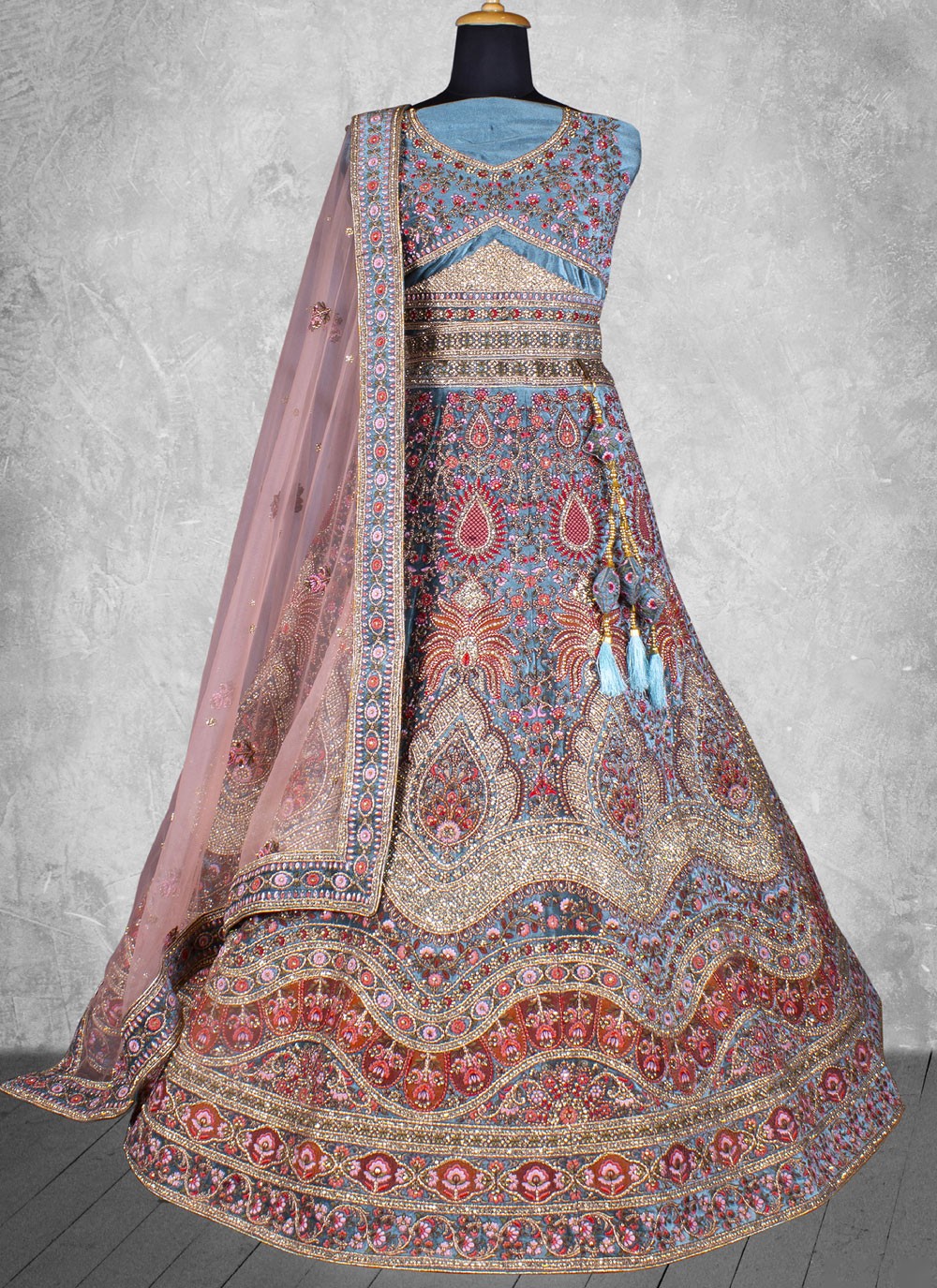 Embroidered Velvet Lehenga - L3067