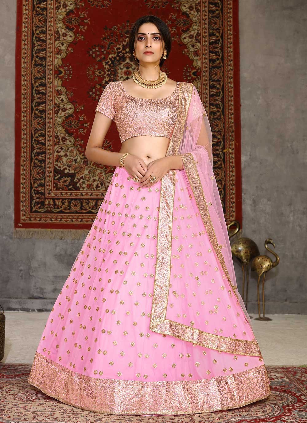 Embroidered Net A - Line Lehenga - L0180