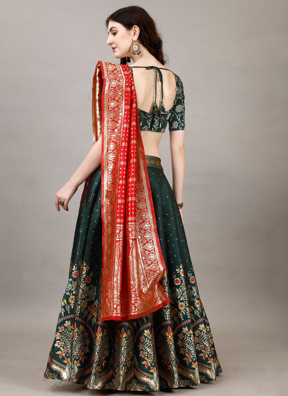 Jacquard Work Jacquard Silk A - Line Lehenga - L2180