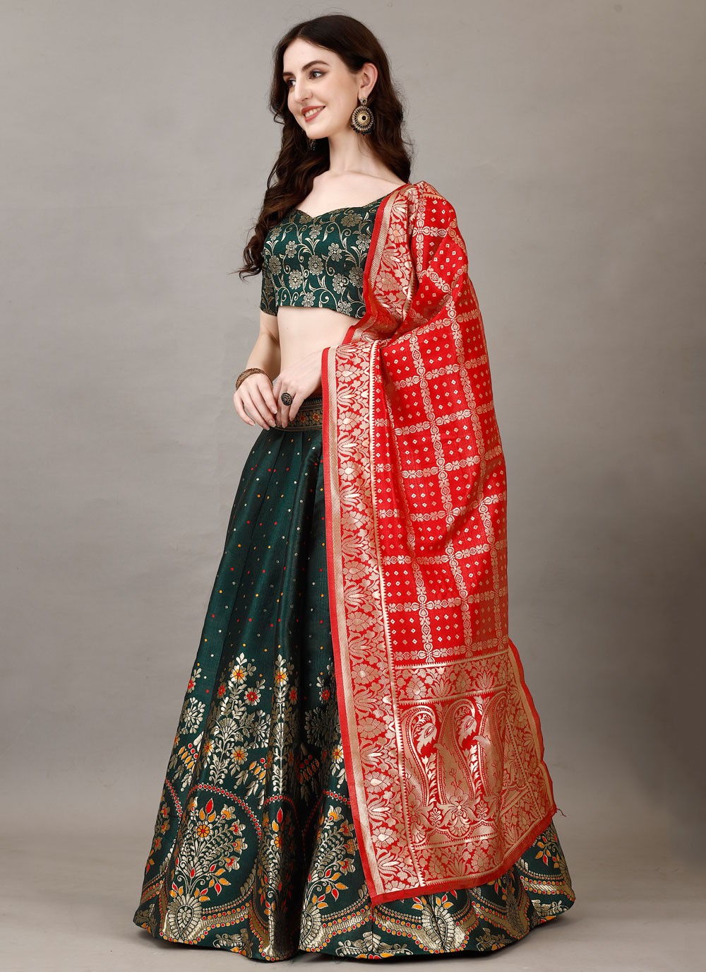 Jacquard Work Jacquard Silk A - Line Lehenga - L2180