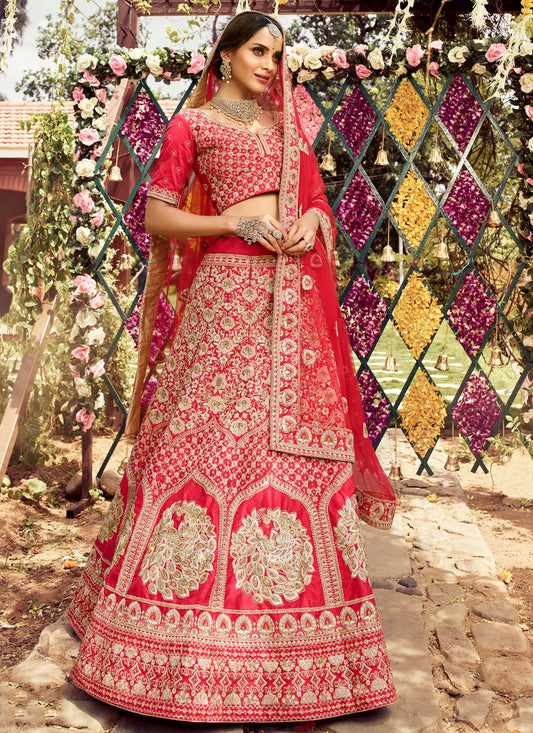 Embroidered Raw Silk A - Line Lehenga - L0254