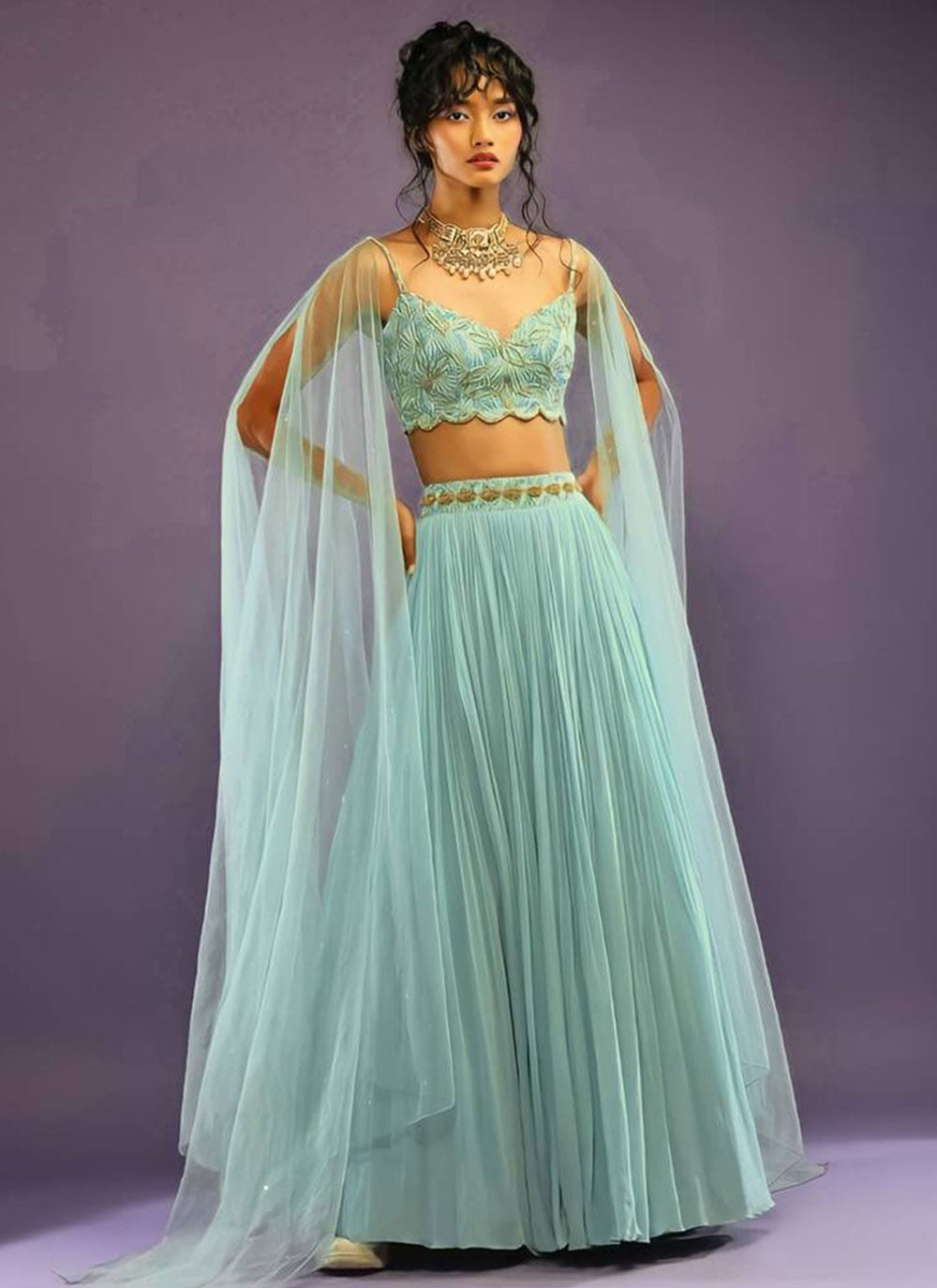 Plain Faux Georgette A - Line Lehenga - L2547