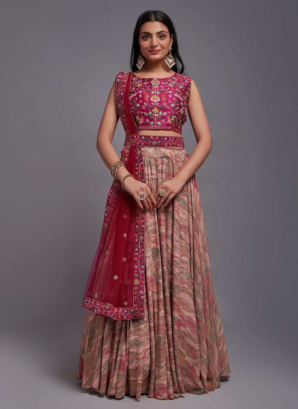 Embroidered Viscose A - Line Lehenga - L1016