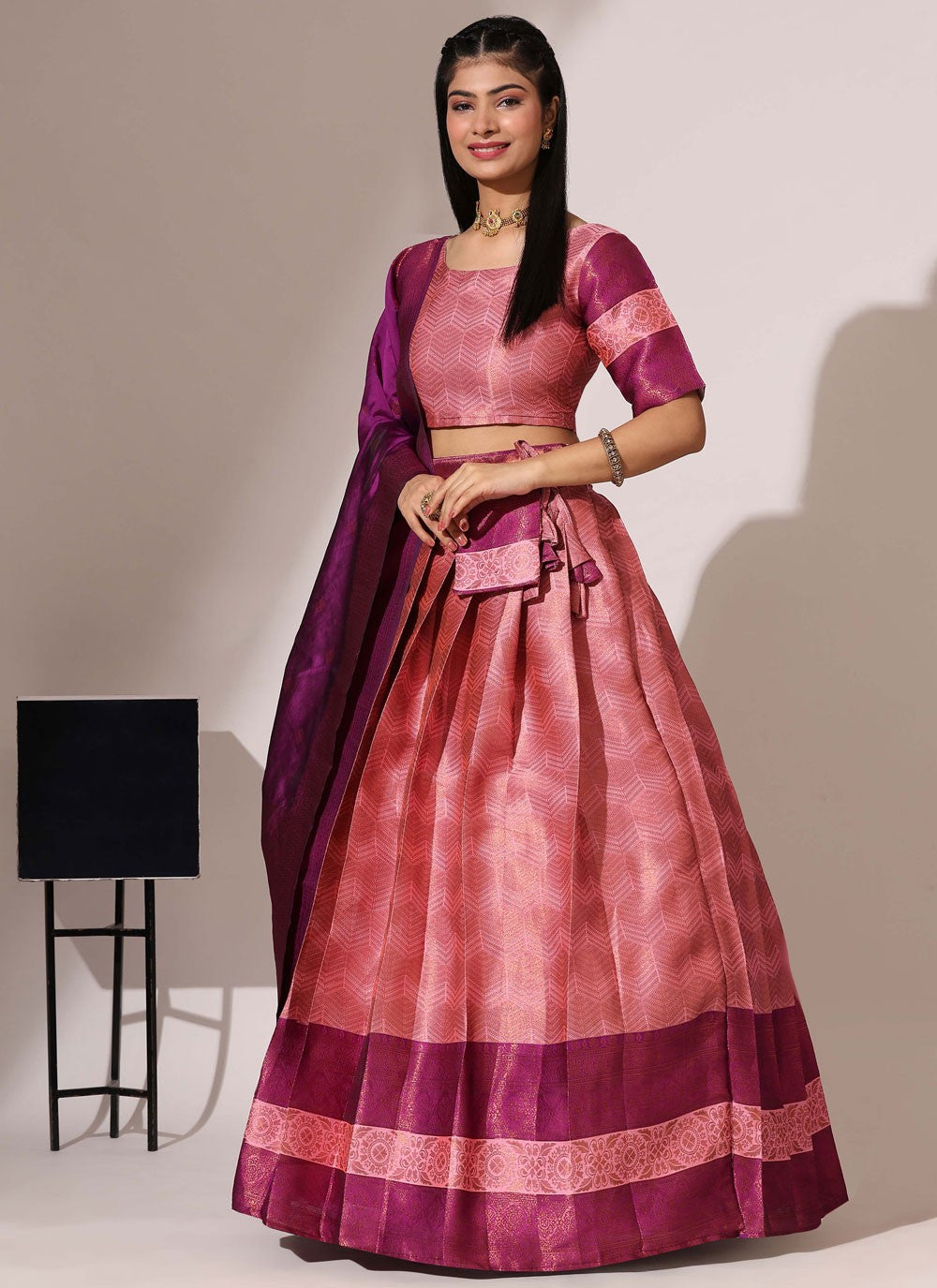 Woven Silk A - Line Lehenga - L2568