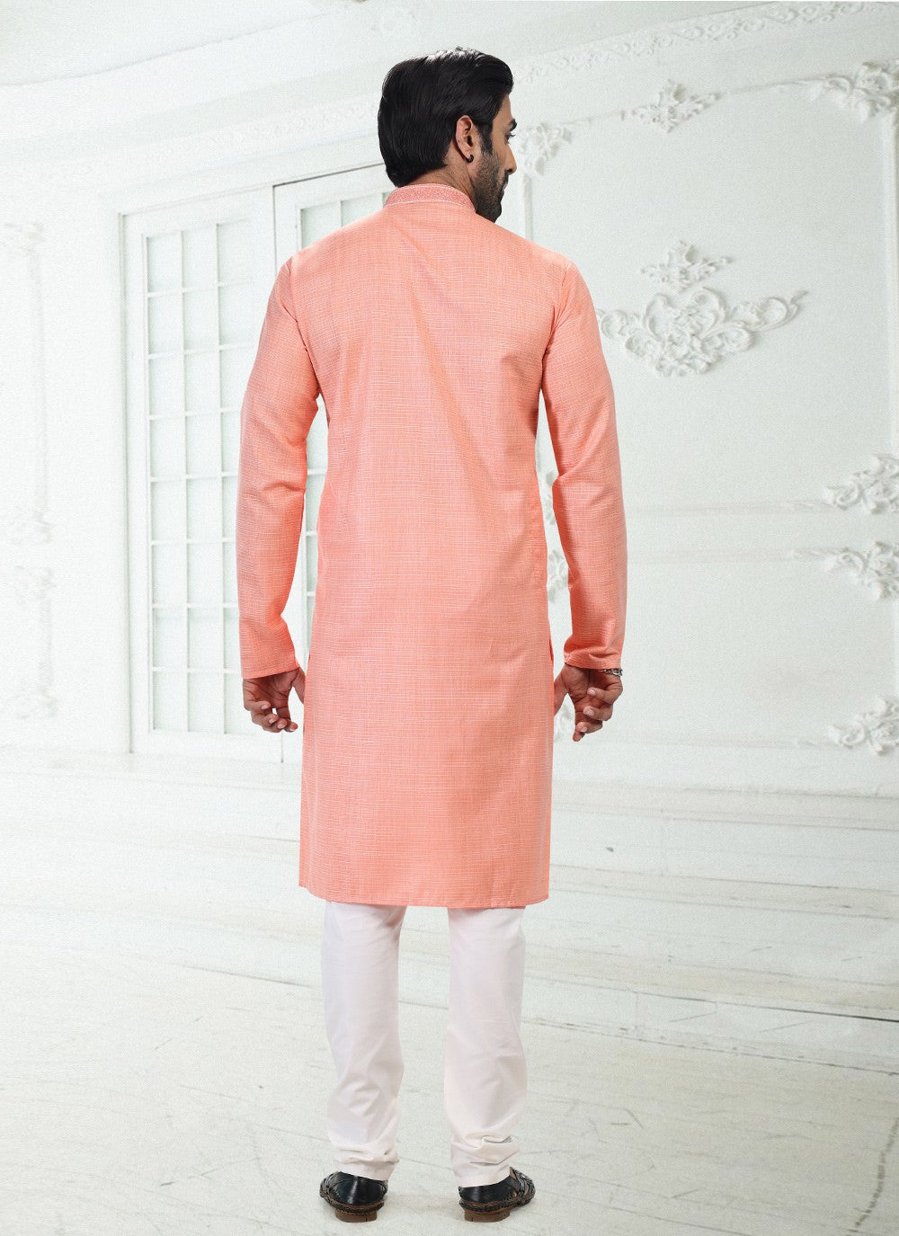 Thread Cotton , Linen Pink Kurta Pyjama - M4894