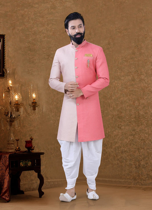 Fancy Work Lucknowi Pink Dhoti Kurta - M3955