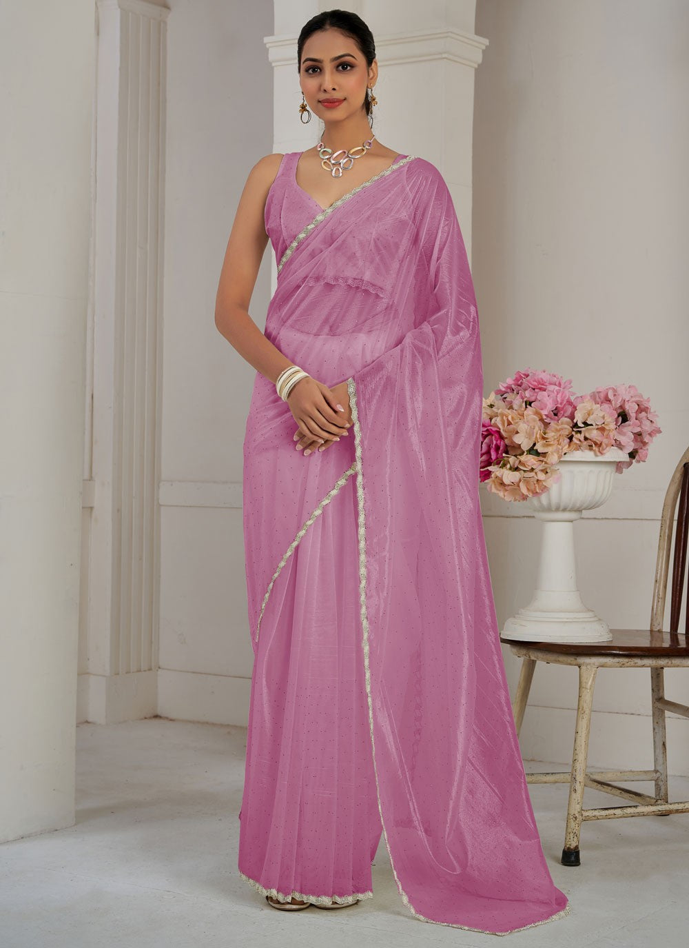 Classic Cutdana Net, Organza Saree - S10577