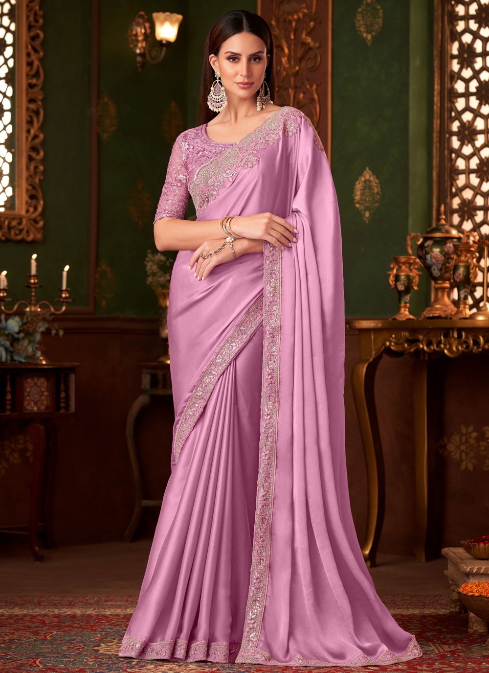 Embroidered, Sequins Chiffon Saree - S11813