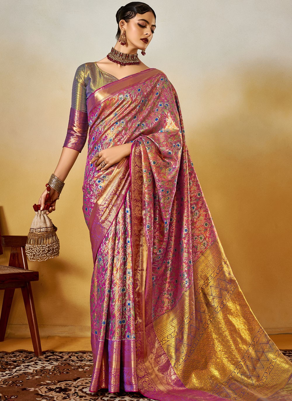 Designer Weaving Zari Silk Green Saree - S10941