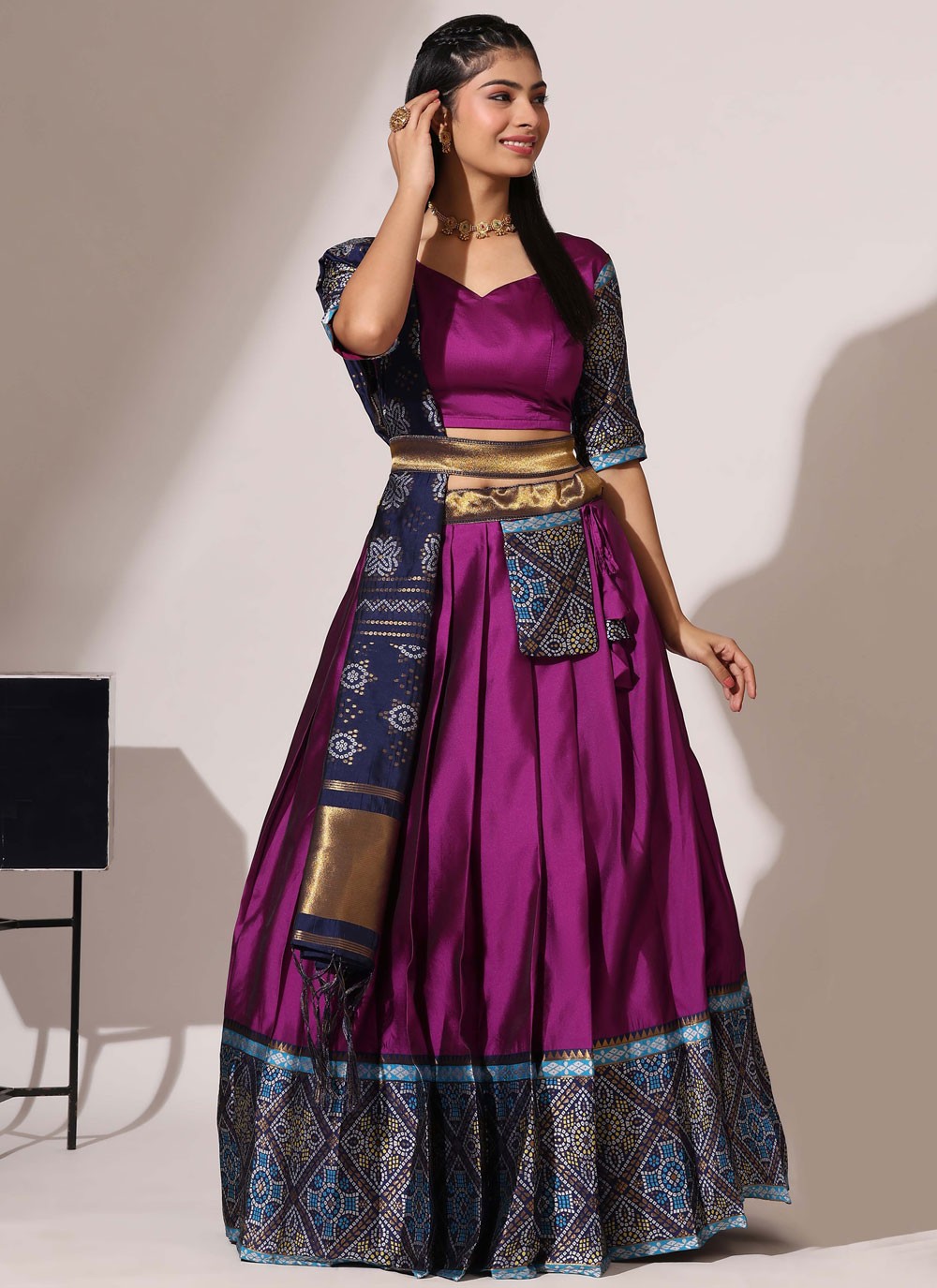 Weaving Zari Silk A - Line Lehenga - L2554