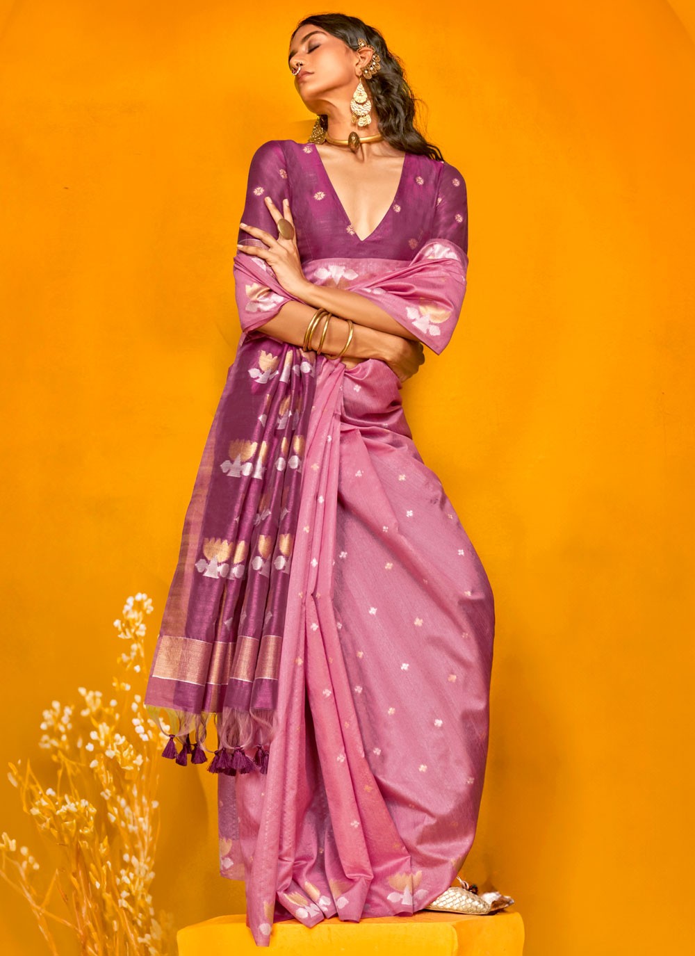 Weaving Zari Tussar Silk Saree - S12213