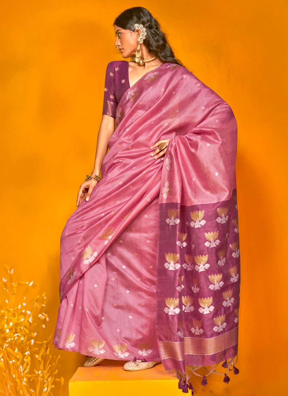 Weaving Zari Tussar Silk Saree - S12213