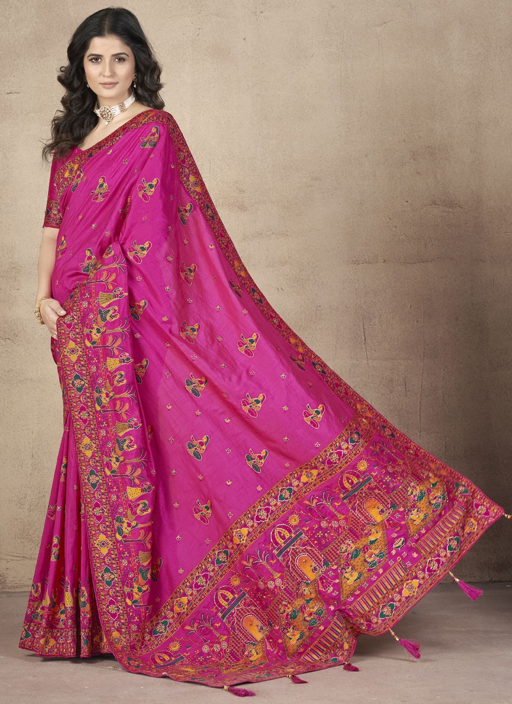 Classic Thread Pashmina Silk Saree - S9984