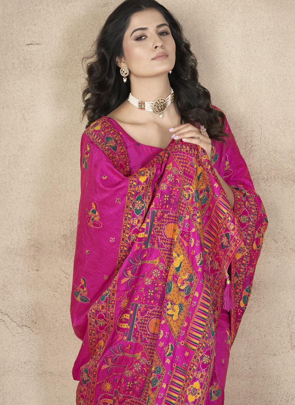 Classic Thread Pashmina Silk Saree - S9984