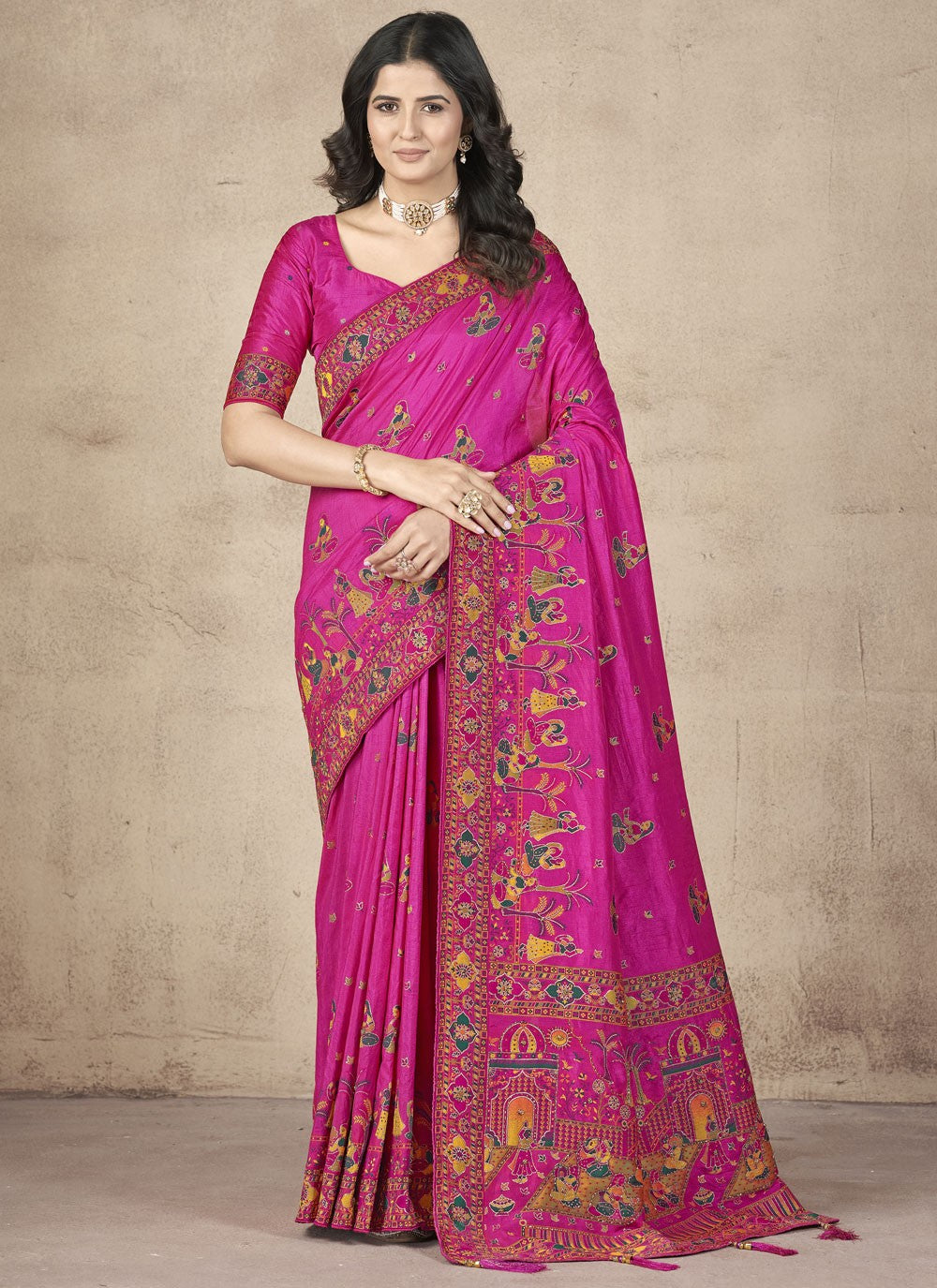 Classic Thread Pashmina Silk Saree - S9984