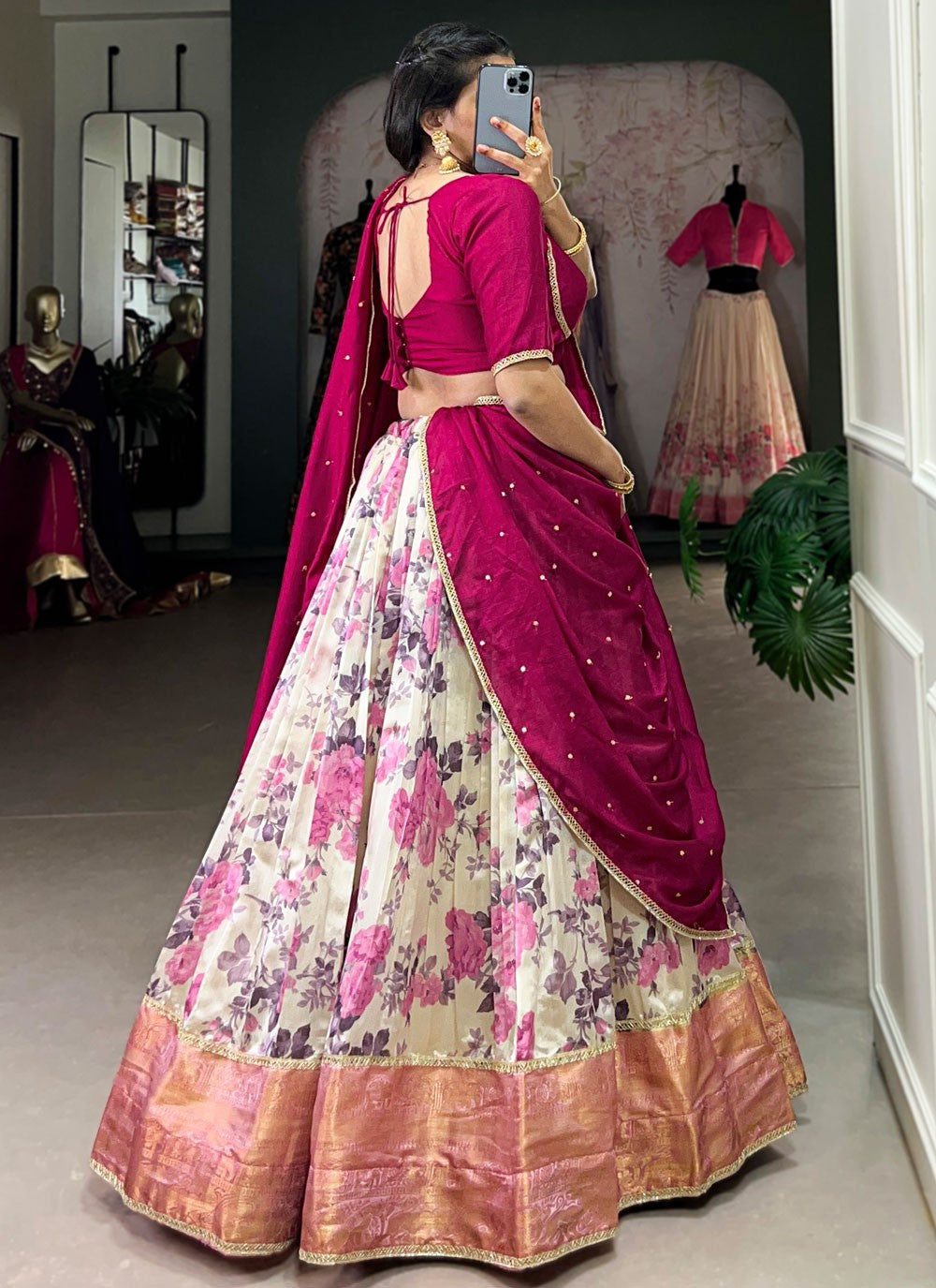 Foliage Prints Pure Dola Lehenga - L3129