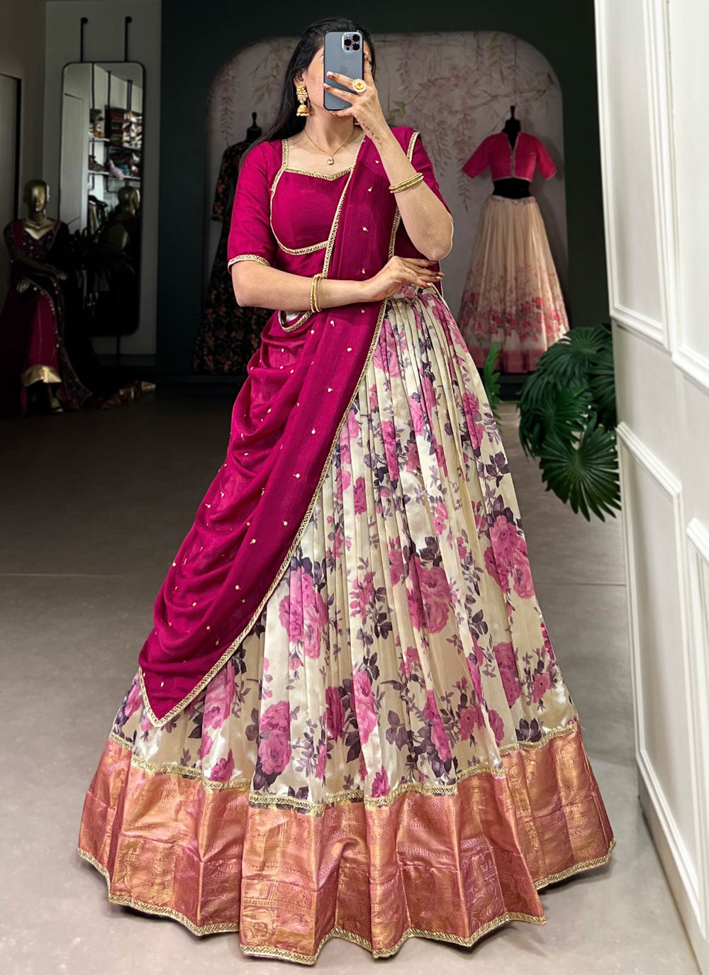 Foliage Prints Pure Dola Lehenga - L3129