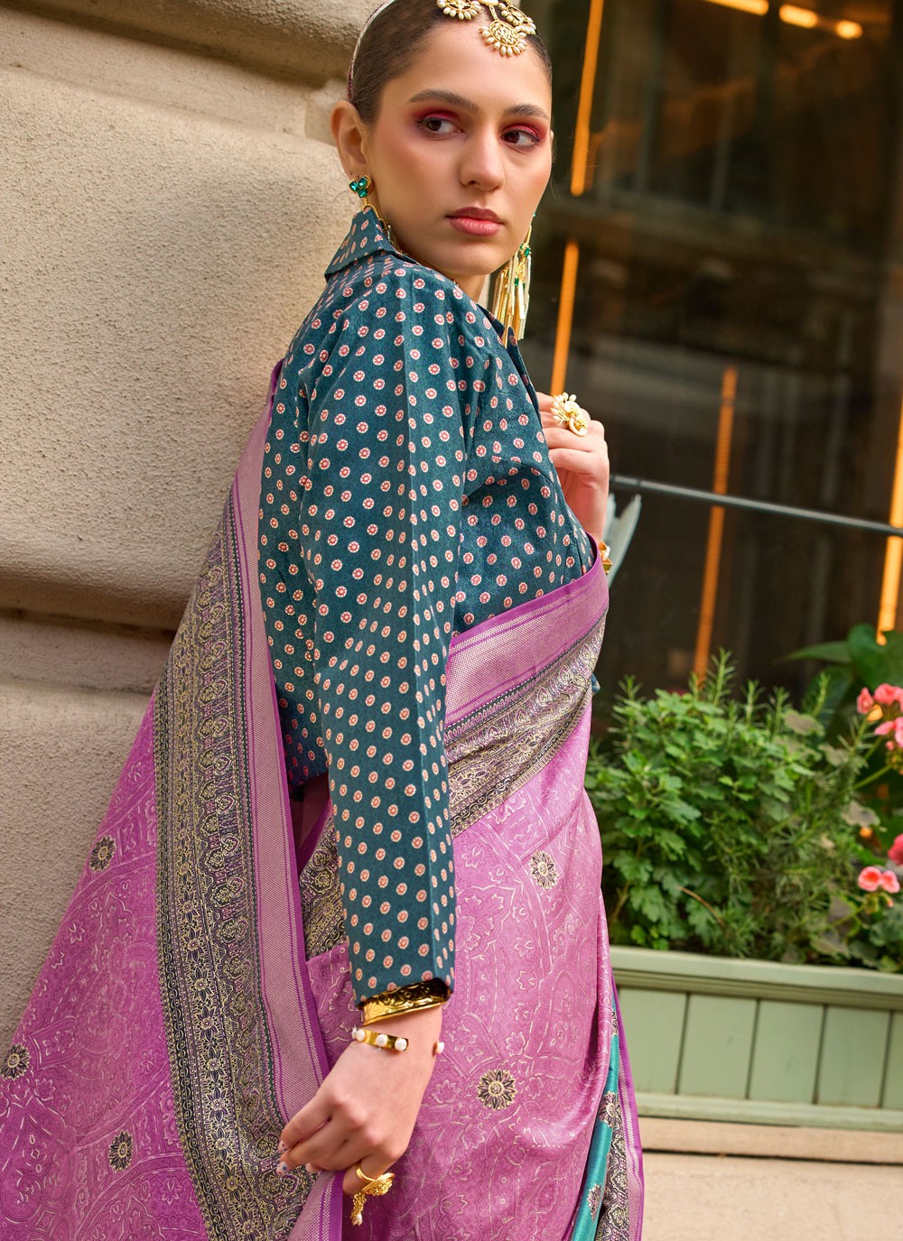 Foliage Prints Silk Saree - S11931