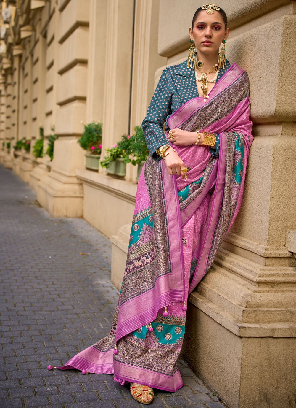 Foliage Prints Silk Saree - S11931