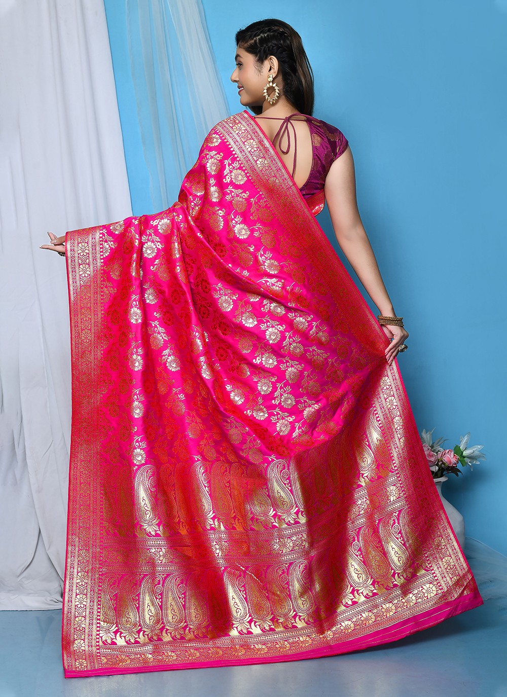 Contemporary Embroidered Silk Saree - S3349