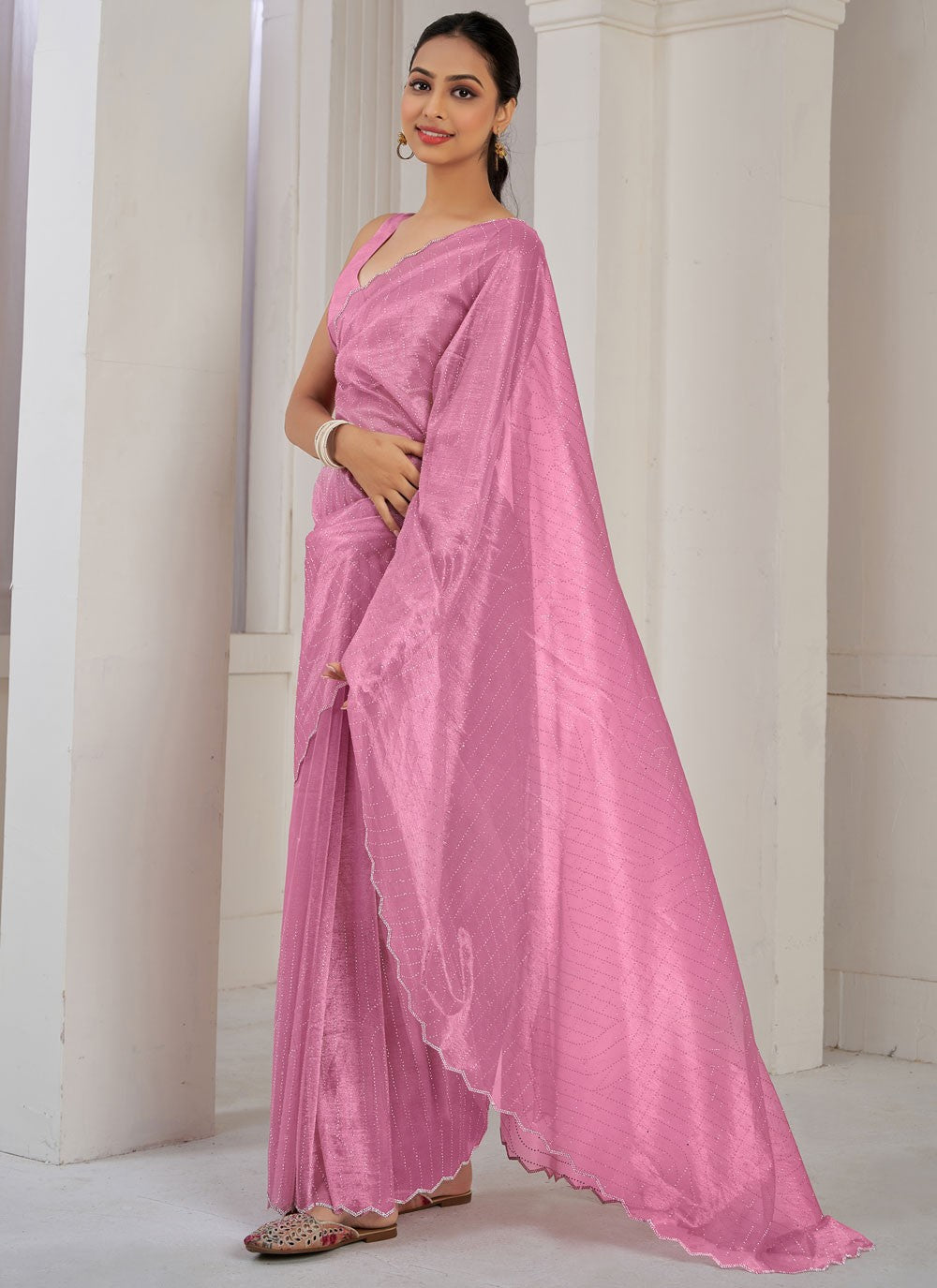 Classic Cutdana Net, Organza Saree - S10606