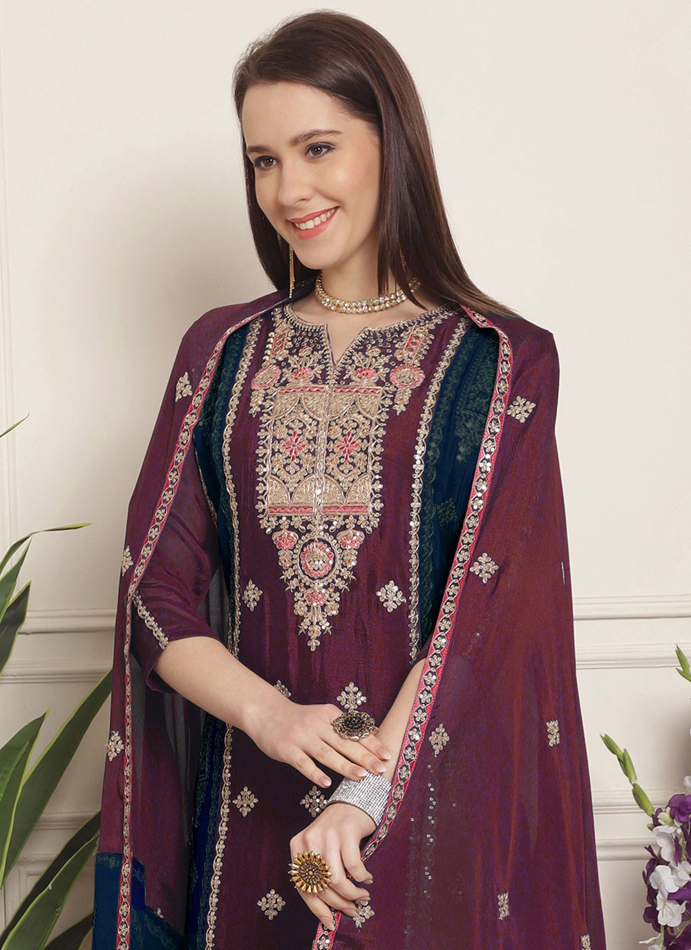 Chiffon, Chinon Salwar Suit - T1750