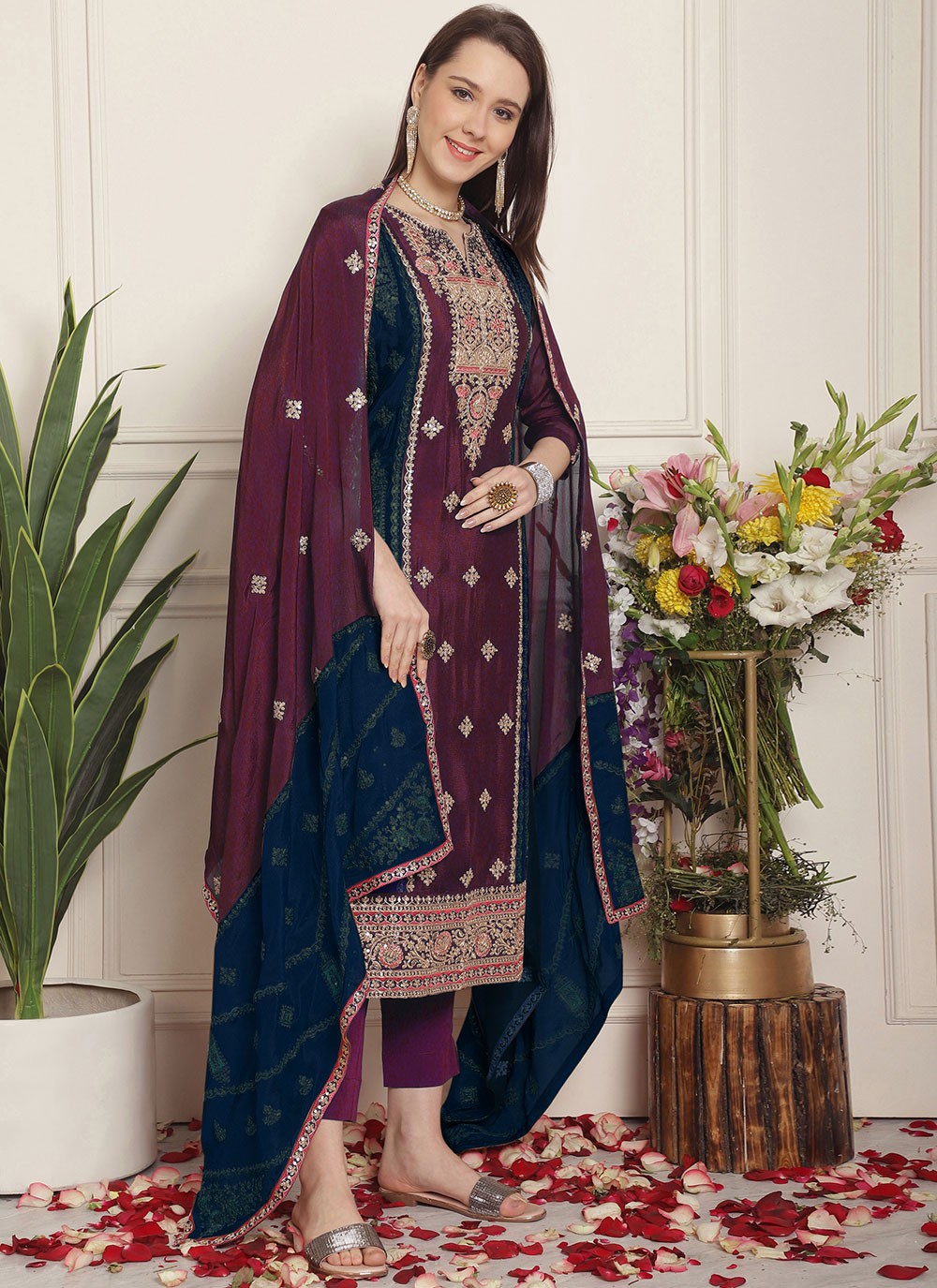 Chiffon, Chinon Salwar Suit - T1750