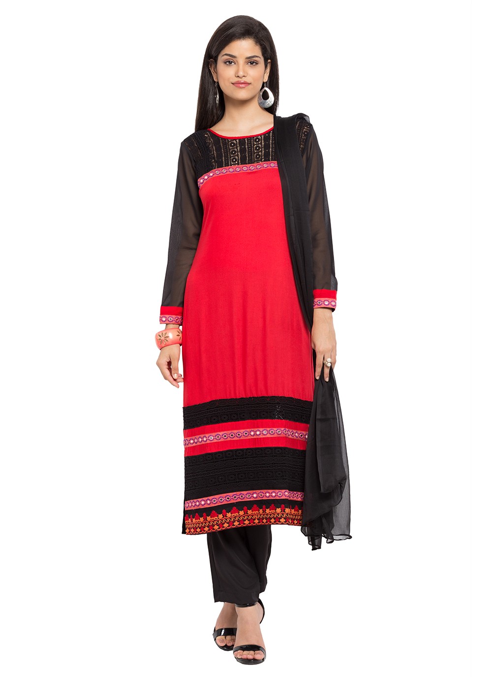 Faux Georgette Churidar Suit - T358