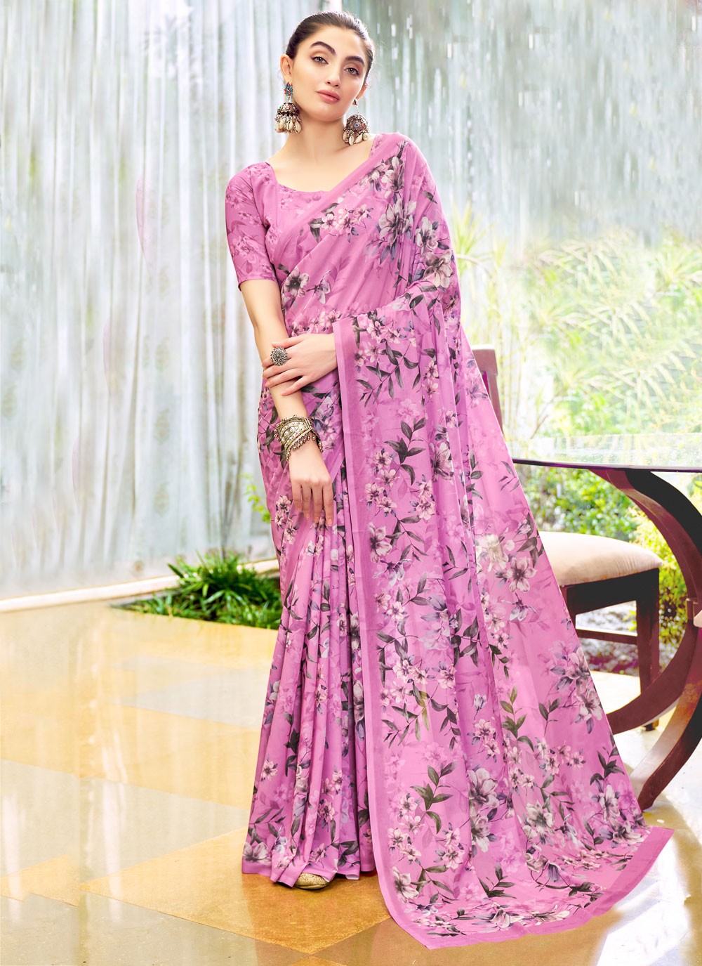 Classic Digital Print Georgette, Weight Less Saree - S9179