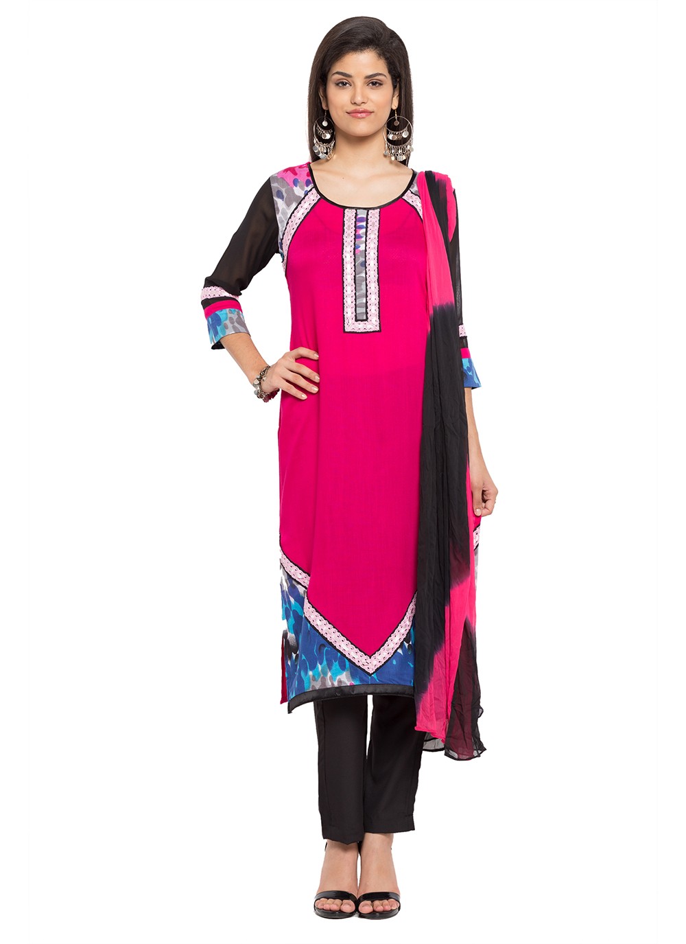 Faux Georgette Churidar Suit - T358