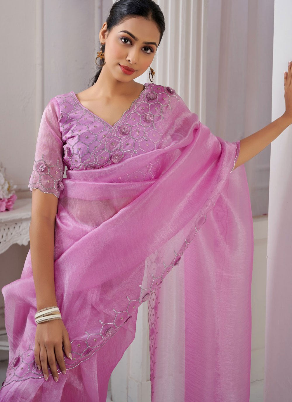 Classic Cutdana Organza Saree - S10400