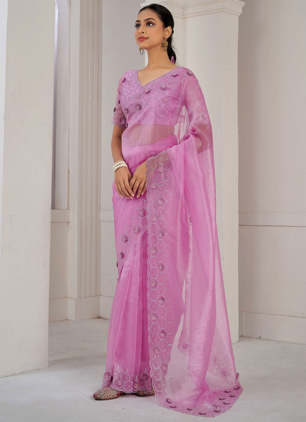 Classic Cutdana Organza Saree - S10400