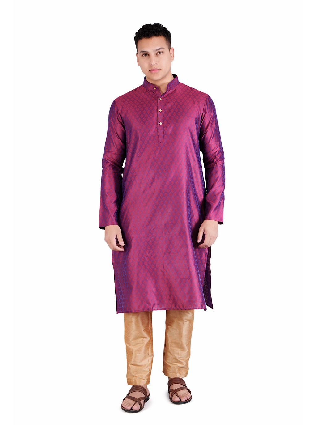 Weaving Zari Jacquard, Satin Magenta Kurta Pyjama - M6529