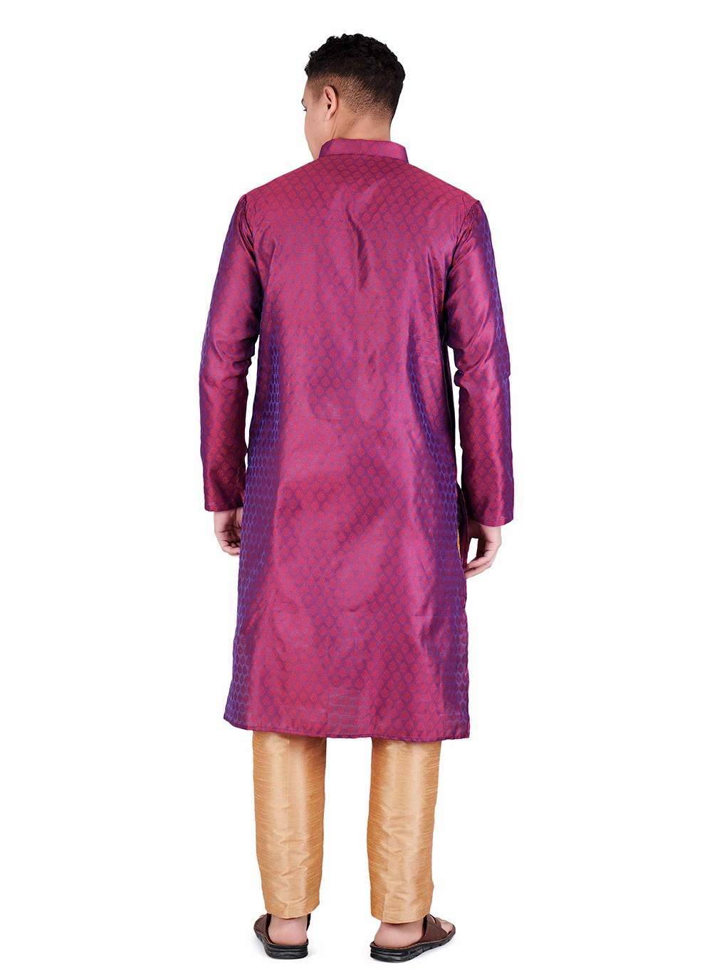 Weaving Zari Jacquard, Satin Magenta Kurta Pyjama - M6529