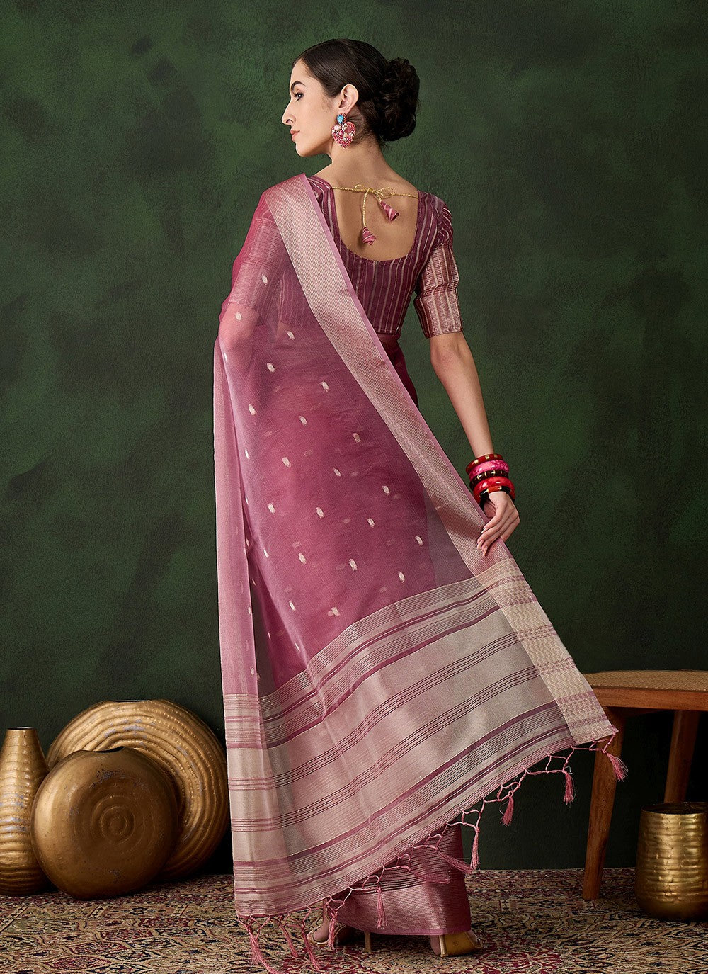 Trendy Woven Khadi, Organza Saree - S10452