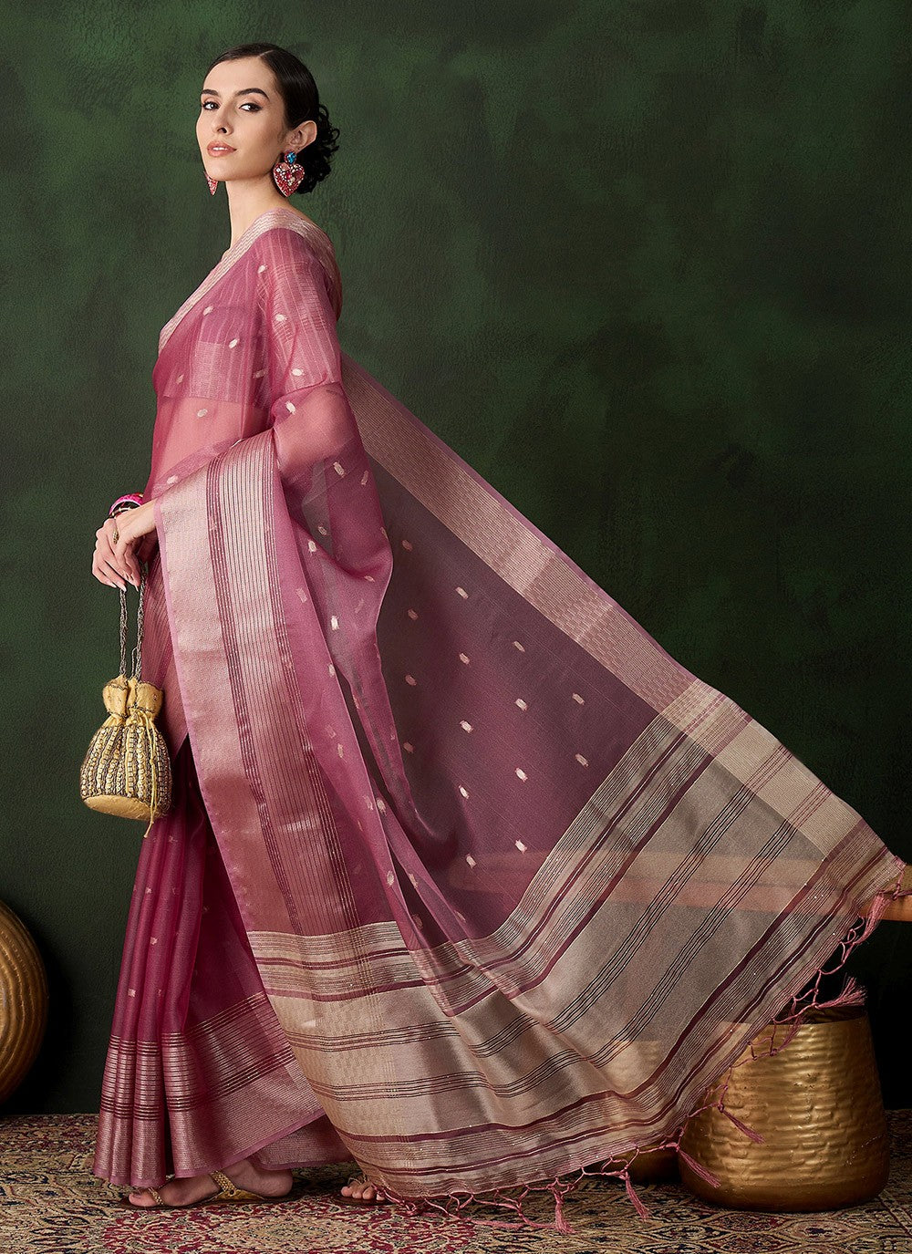 Trendy Woven Khadi, Organza Saree - S10452