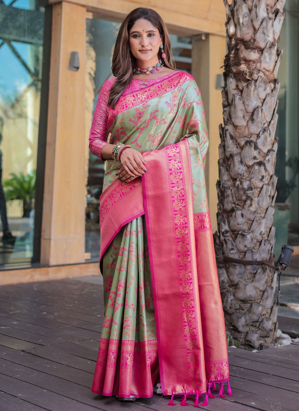 Woven, Zari Malbari Silk Saree - S12308