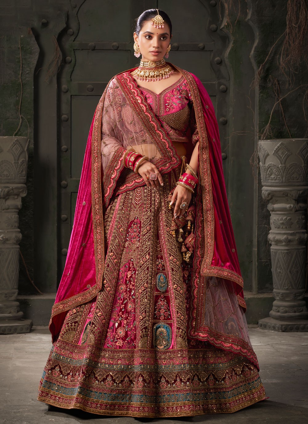 Cord Lycra, Velvet Readymade Lehenga Choli - L2208