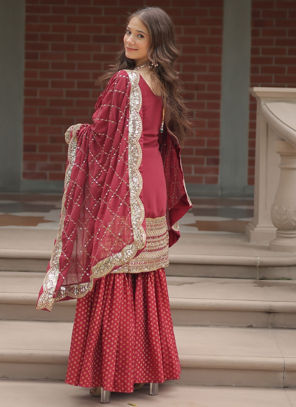 Embroidered Faux Georgette Salwar Suit - T4401