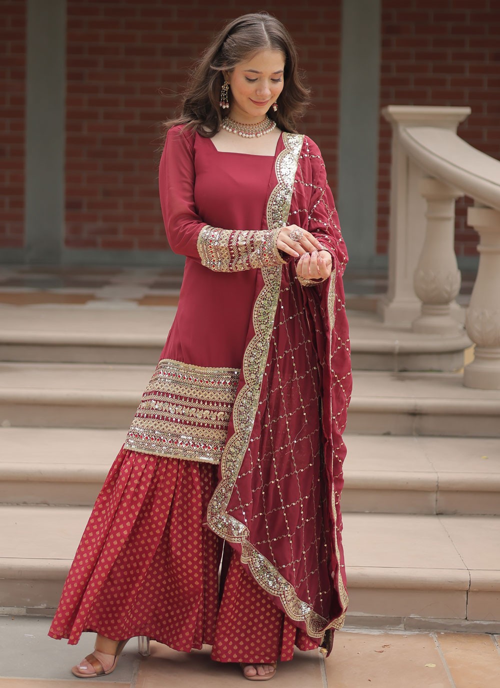 Embroidered Faux Georgette Salwar Suit - T4401