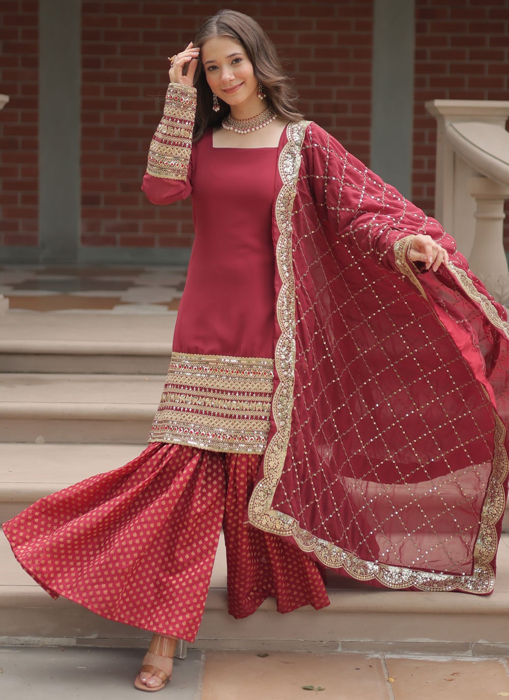 Embroidered Faux Georgette Salwar Suit - T4401