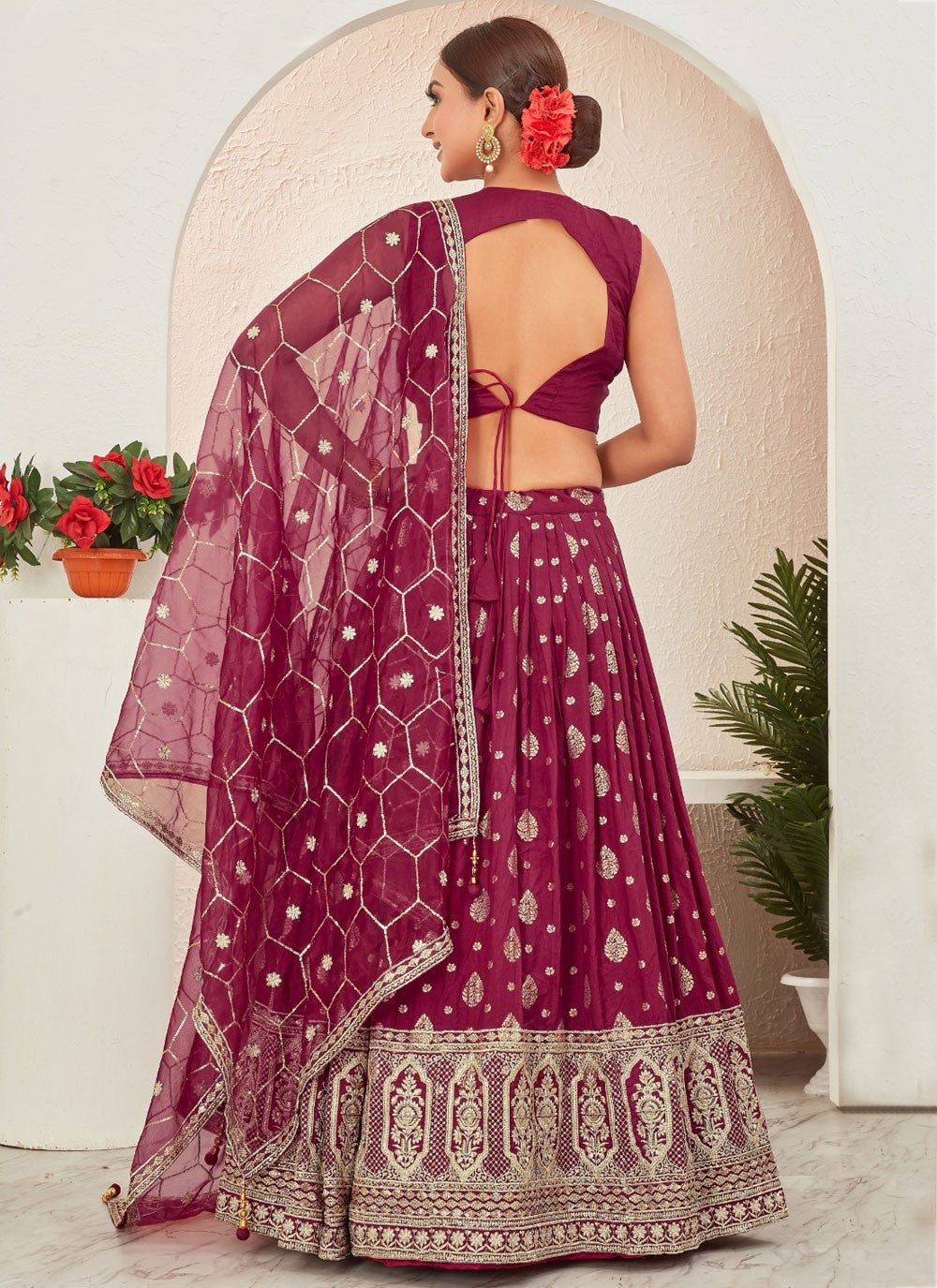 Embroidered Pure Dola Lehenga - L3155