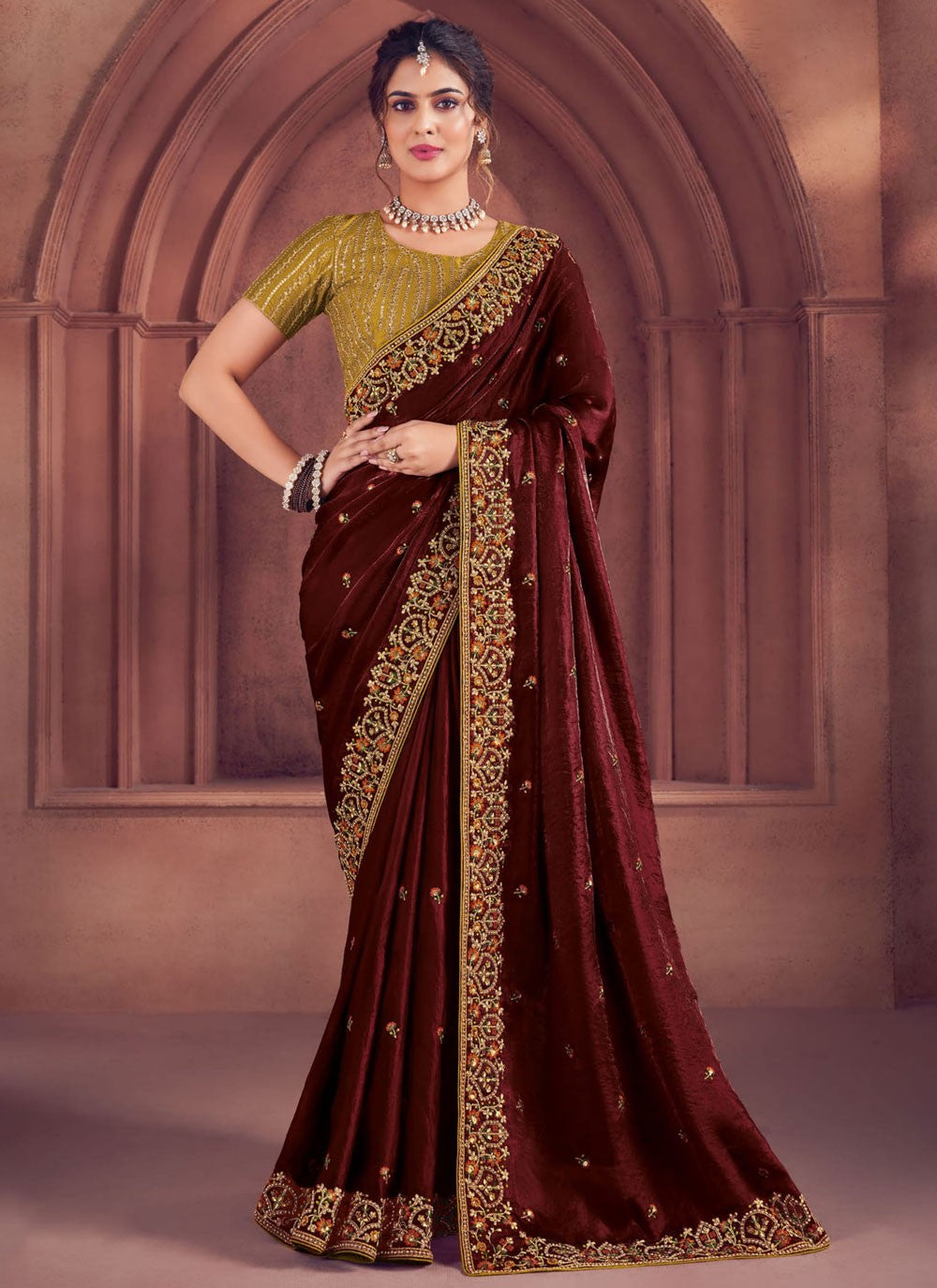 Embroidered, Zari Art Silk Saree - S12177