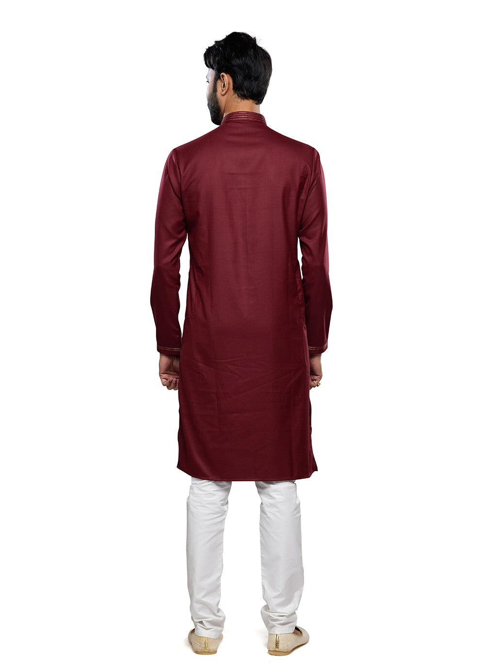 Plain Art Silk Maroon Kurta Pyjama - M6754