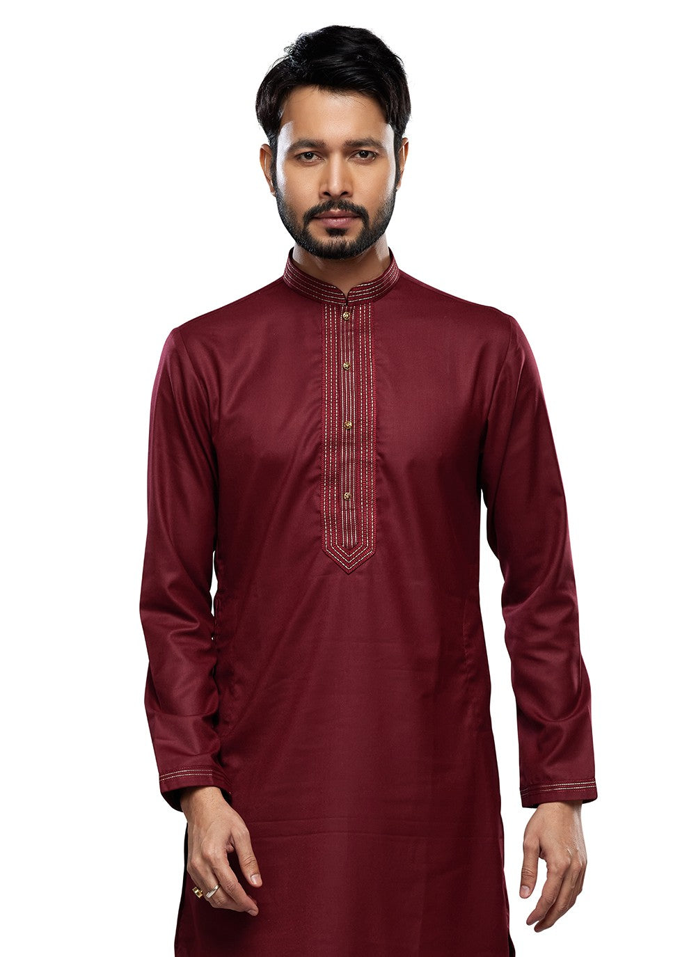 Plain Art Silk Maroon Kurta Pyjama - M6754