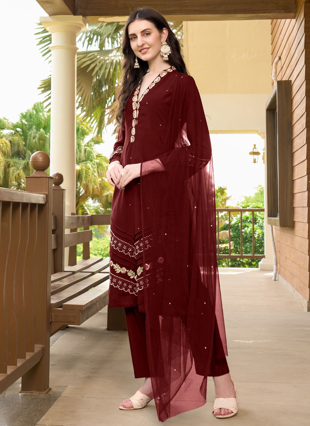 Embroidered Art Silk Salwar Suit - T4415