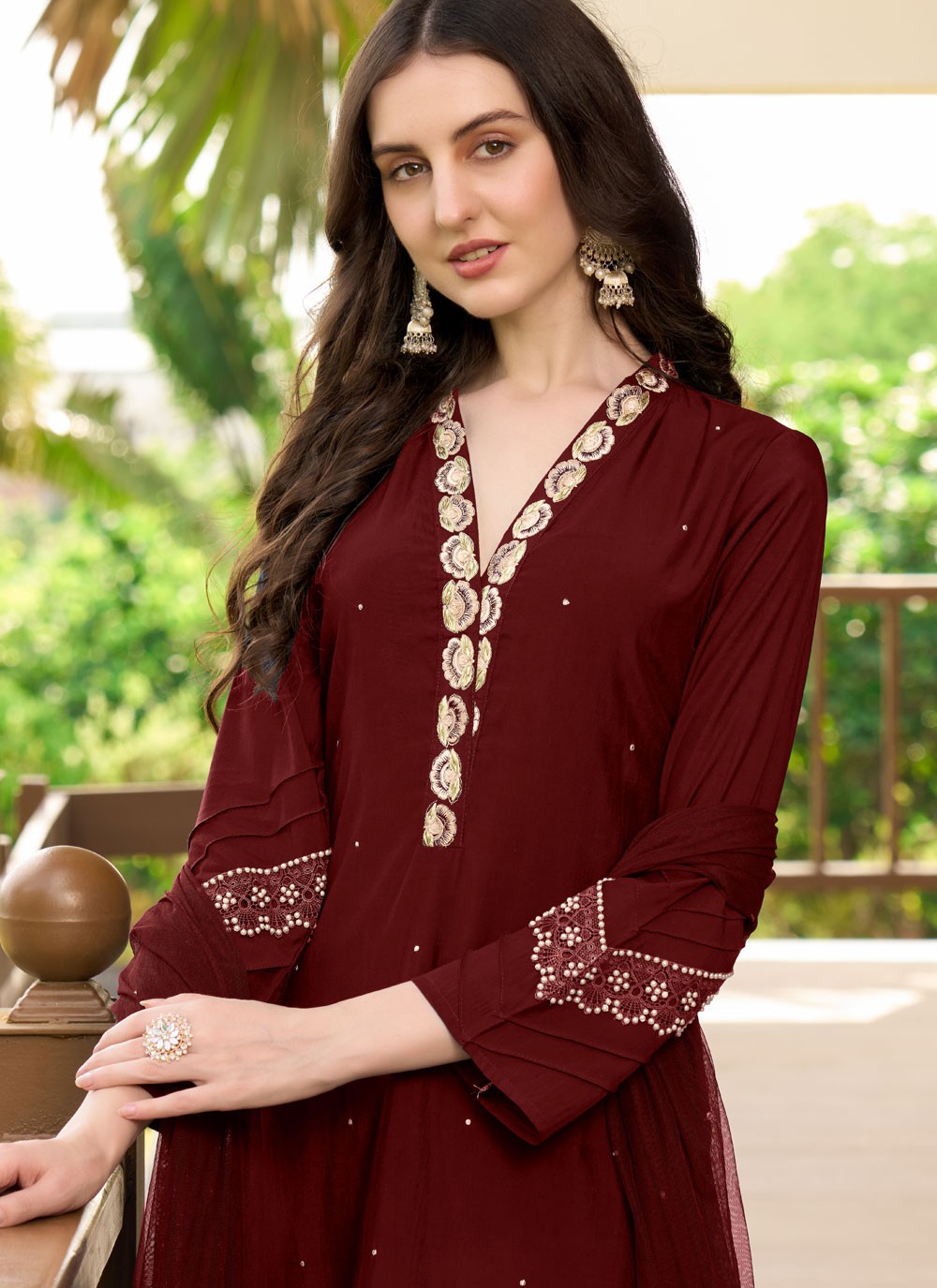 Embroidered Art Silk Salwar Suit - T4415